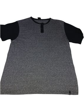 Burnside Men's Henley Shirt XL - Gray Striped with Black Contrast Sleeves